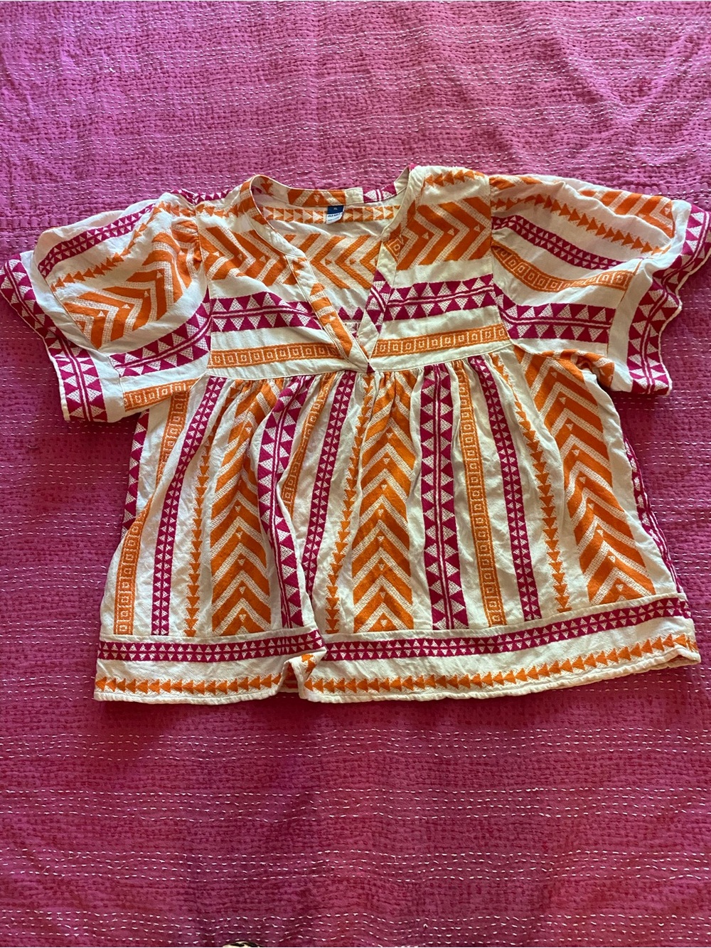 Old Navy Colorful Orange & Fuchsia Geometric Tunic SZ XL - Picture 6 of 6